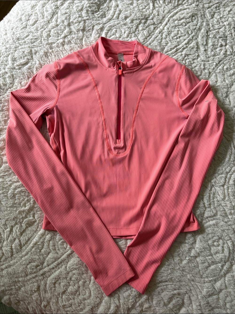 lululemon athletica Pink Ribbed Half-Zip Long Sleeve Top